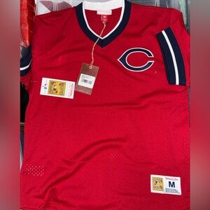 Mitchell & Ness  Cincinnati Reds  Red Mesh Jersey with Navy Tag